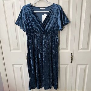 Stitch Fix Heatherly Mary Velvet Knit Midi Dress V-Neck Womens size XLP